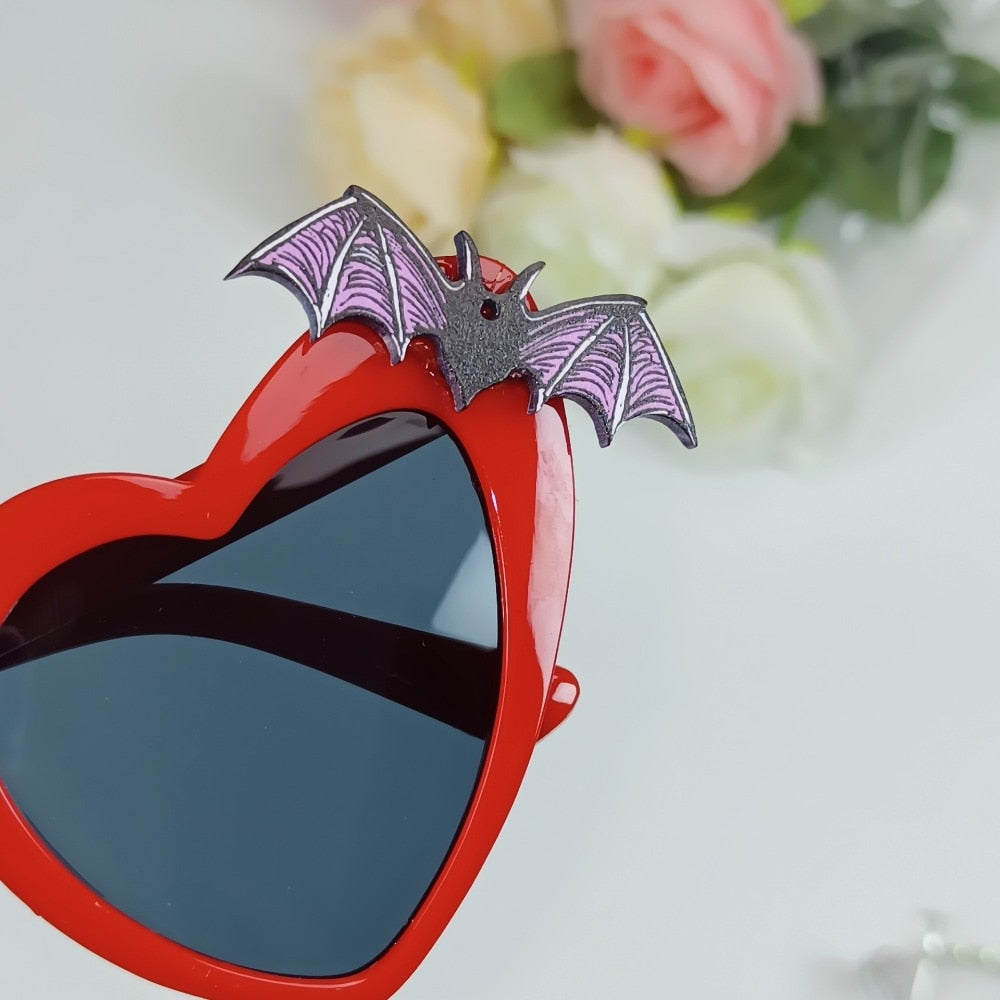 Bat Heart Shape Retro Cat Eye Sunglasses - Multiple Colors