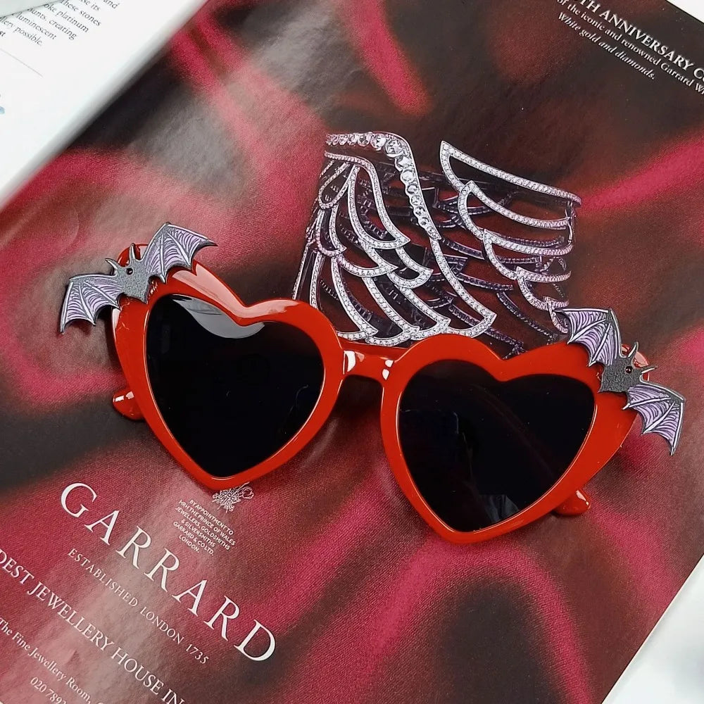 Bat Heart Shape Retro Cat Eye Sunglasses - Multiple Colors