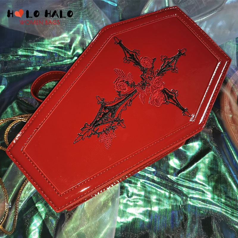 Red Gothic Cross Coffin Purse